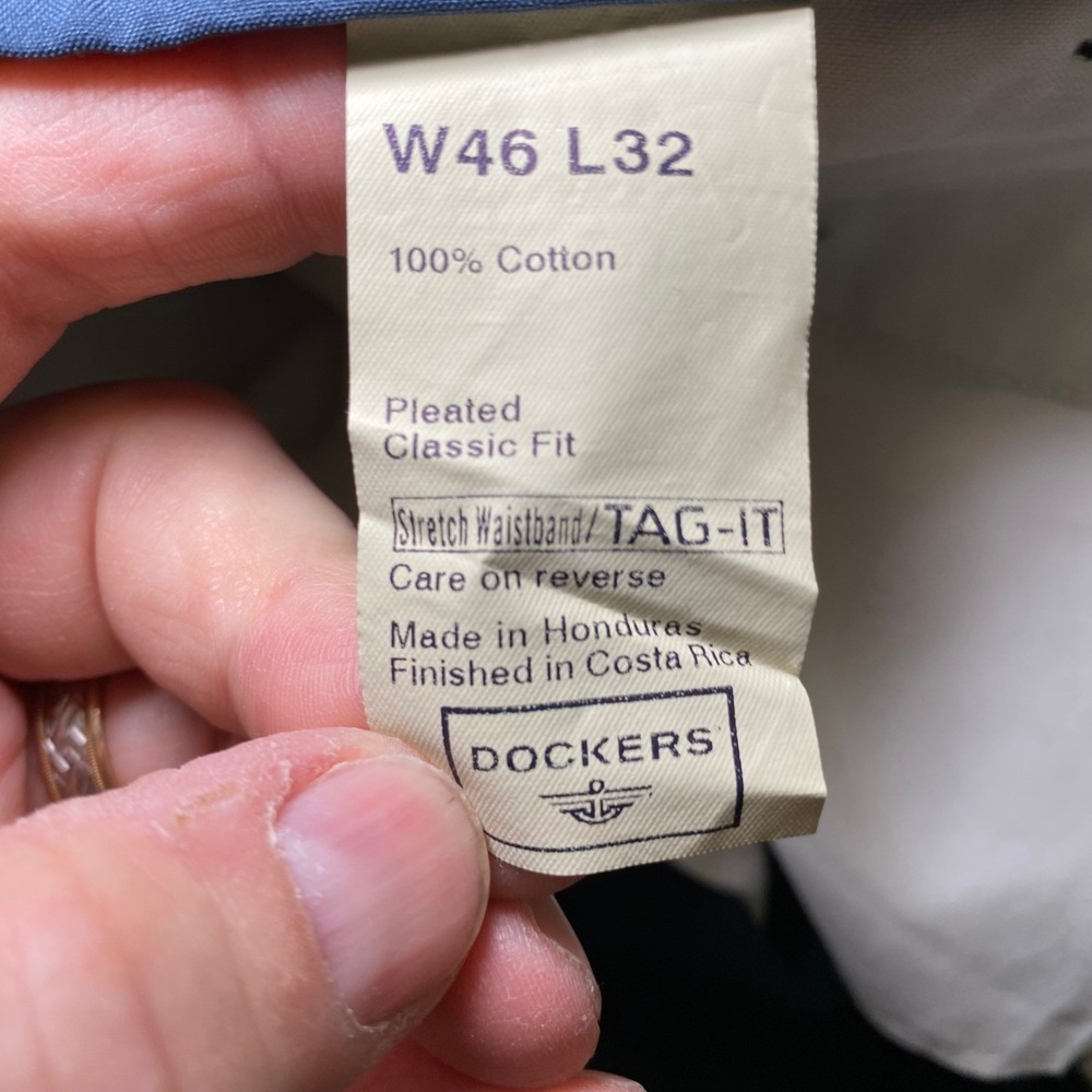 Dockers Original Khaki Pants 46x32 Big & Tall Pleated Classic Fit NWT Black - Picture 13 of 14